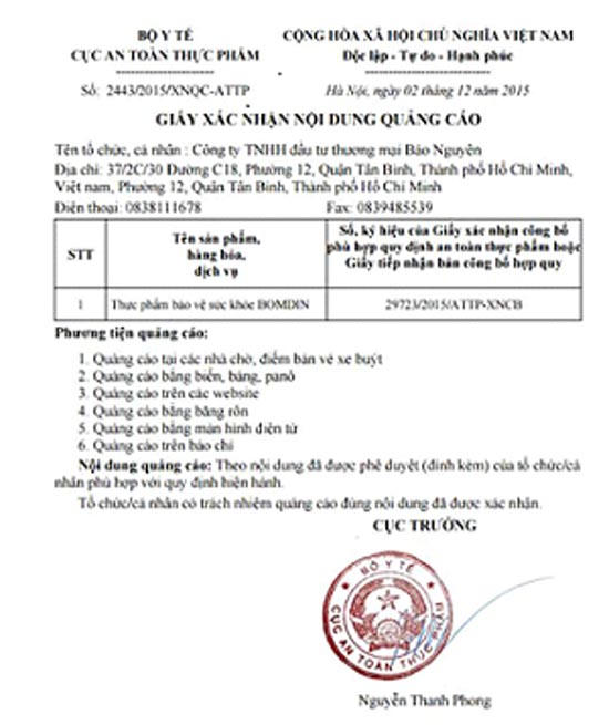 Thực phẩm chức năng của Hoa Thiên Phú sai phạm trong hoạt động quảng cáo