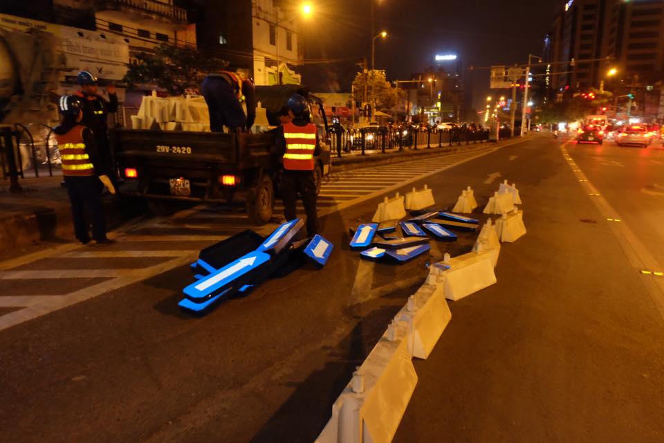  Hà Nội lắp dải phân cách cứng cho buýt nhanh BRT