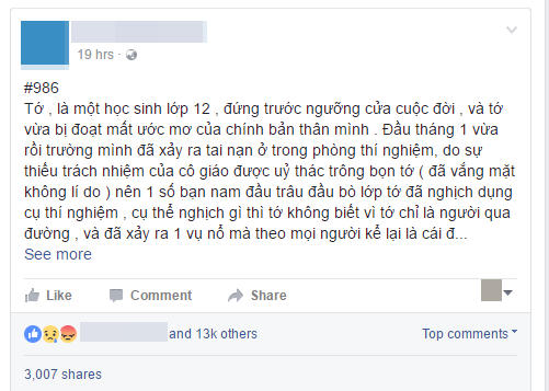 Hà Nội: Nữ học sinh bị bỏng nặng do nổ đèn cồn trong phòng thực hành hóa học