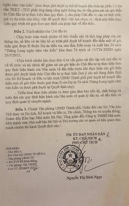 Dự án “Tủ sách Thăng Long ngàn năm văn hiến ” bị “tố” nhiều tiêu cực