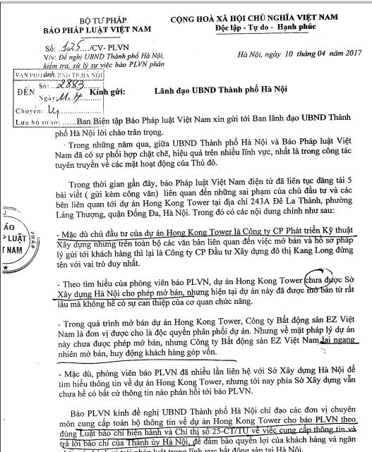 Dự án Hong Kong Tower: Phó Chủ tịch Hà Nội chỉ đạo Sở Xây dựng kiểm tra, xử lý sai phạm