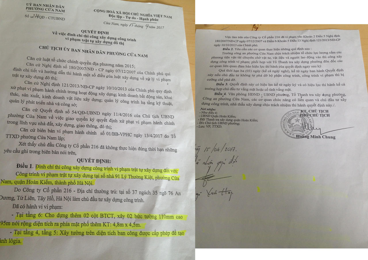 Hà Nội: Công trình 91 Lý Thường Kiệt vi phạm xây dựng mới chỉ bị xử lý… trên giấy