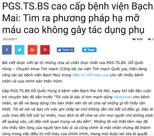 Công ty Dược phẩm Tân Bách Tùng dùng hình ảnh bác sỹ để quảng cáo TPCN