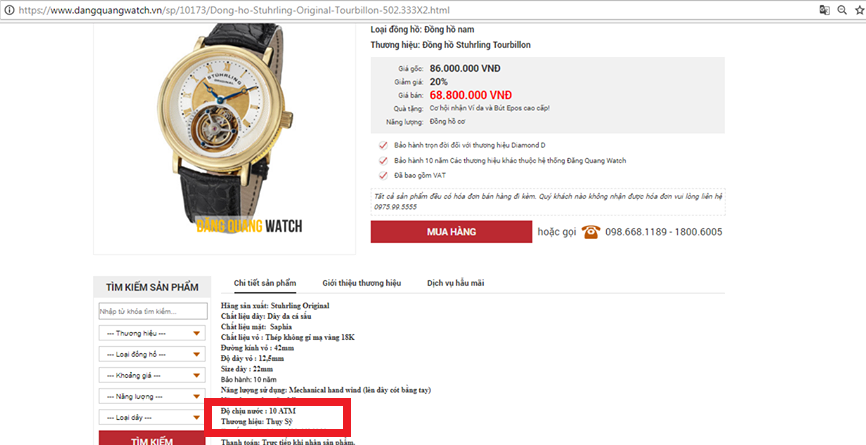 Đăng Quang Watch mập mờ thông tin nguồn gốc sản phẩm ?