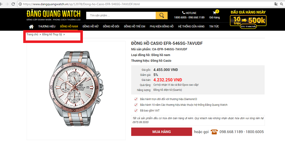 Đăng Quang Watch mập mờ thông tin nguồn gốc sản phẩm ?