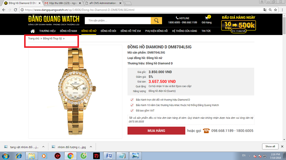 Đăng Quang Watch mập mờ thông tin nguồn gốc sản phẩm ?