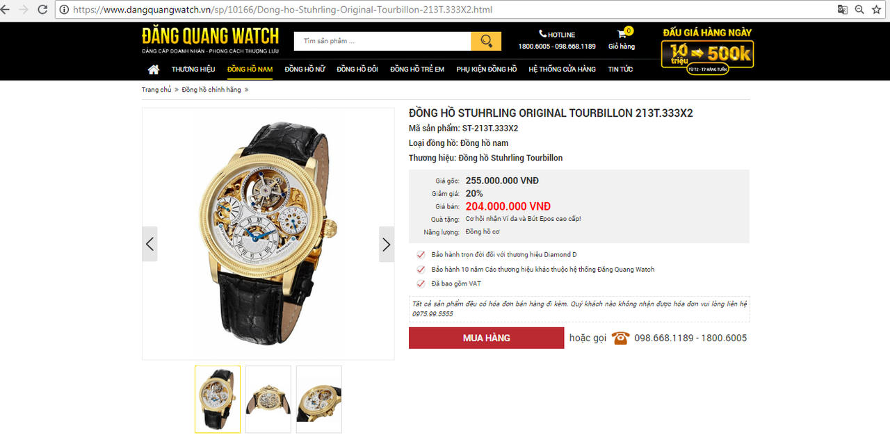 Đăng Quang Watch thay đổi thông tin quảng cáo đồng hồ sau bài phản ánh mập mờ về xuất sứ sản phẩm