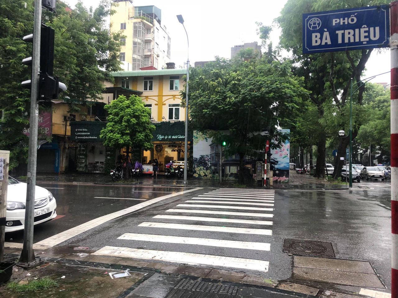 Mưa gió ào ào kéo đổ cây, nhiều đoạn phố Hà Nội bắt đầu ngập