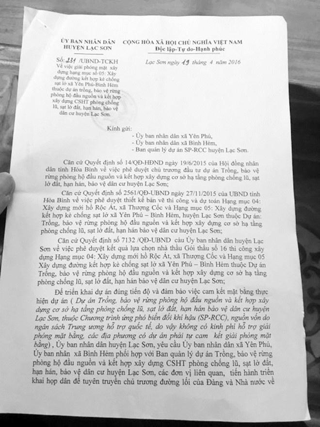 Lạc Sơn, Hòa Bình:  Cần dân hiến đất hay “hồn nhiên” lấy đất của dân?