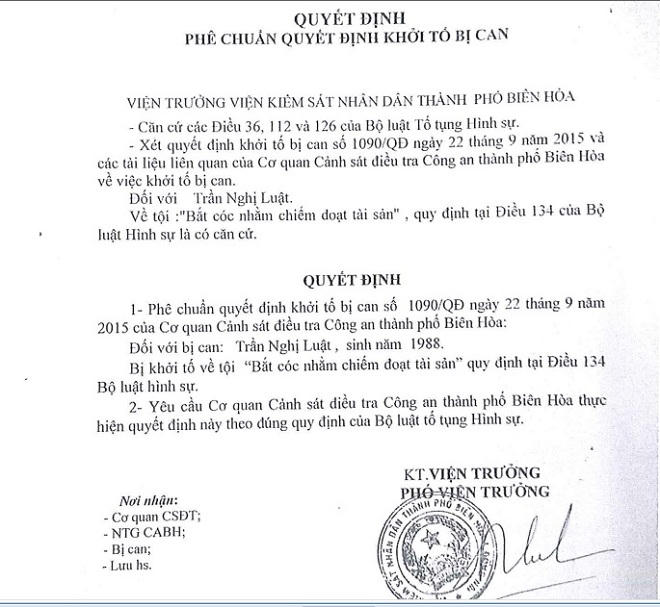 Đồng Nai:  Cho người khác ngủ nhờ, bị khép tội bắt cóc?
