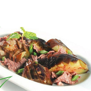 Kết quả hình ảnh cho cà tím xào thịt bò