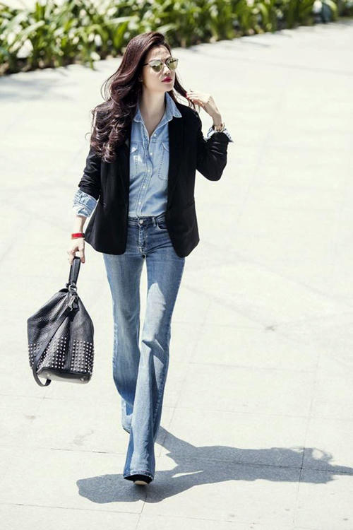 Kết quả hình ảnh cho quần ống loe sao Châu Âu