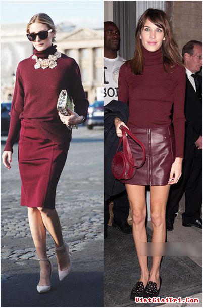 Kết quả hình ảnh cho Chân váy da màu đỏ rượu vang sao Châu Âu