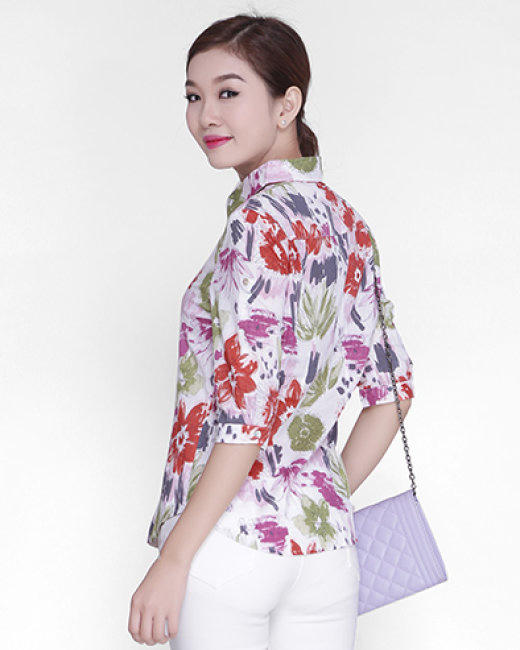 Kết quả hình ảnh cho Sơmi/ áo blouse họa tiết hoa sao Châu Âu