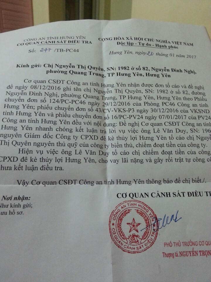 Hưng Yên: Người dân tố cơ quan công an “cố tình” kéo dài thời gian giải quyết tin báo tố giác