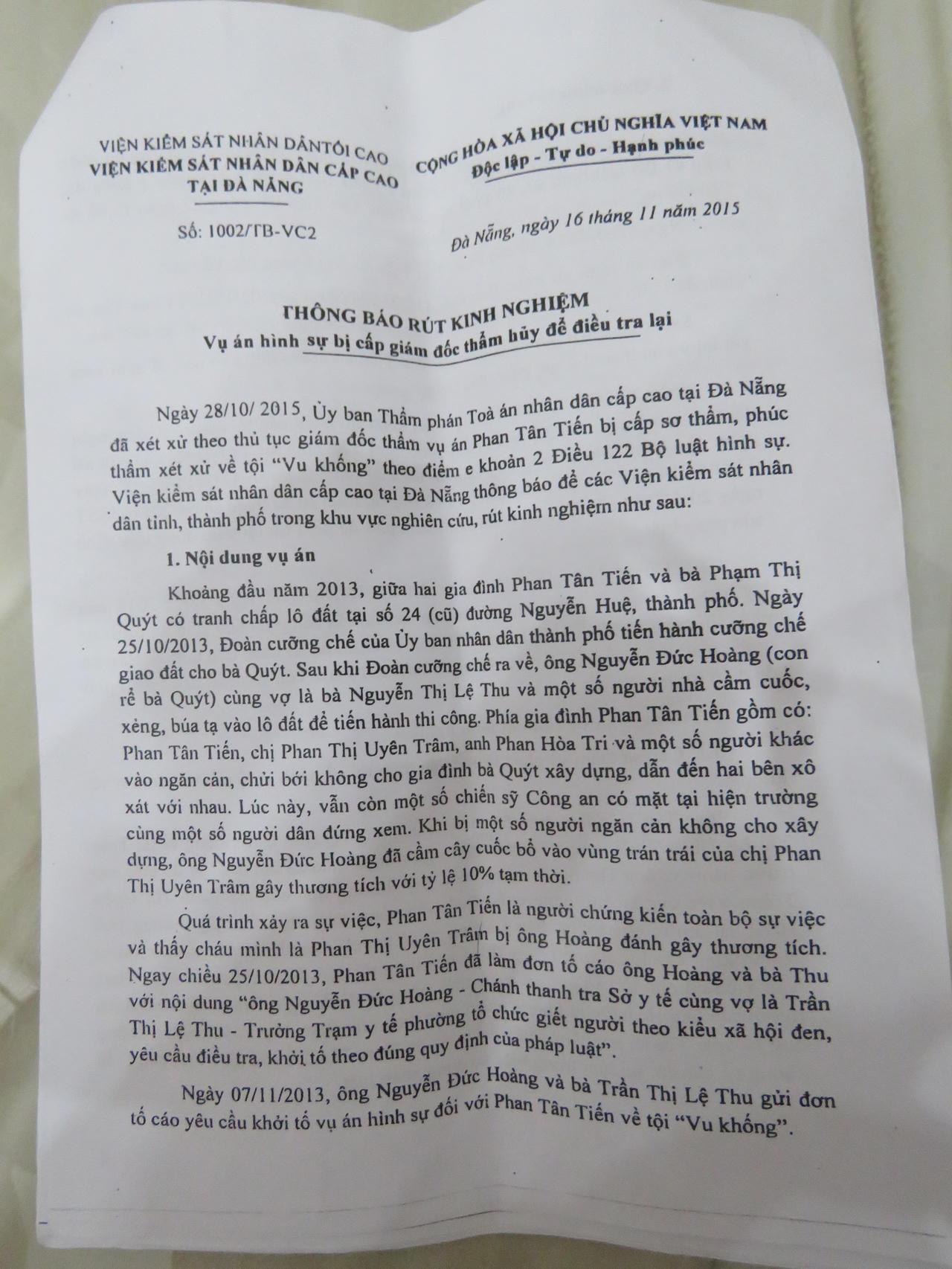 Người đàn ông mang nỗi hàm oan ròng rã đi đòi công lý