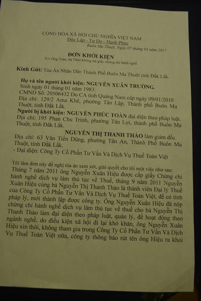 Đắk Lắk: Khuất tất sau việc công ty dịch vụ thuế “giam” chứng chỉ hành nghề của thành viên
