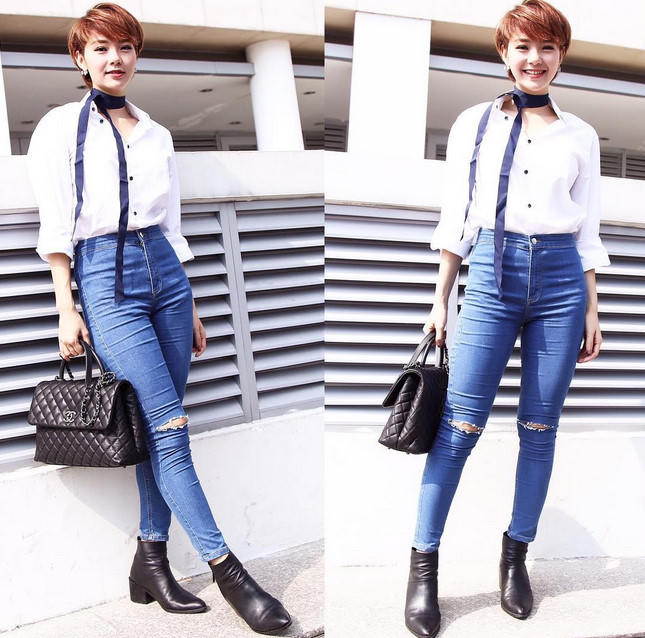 BST jeans rach giup Minh Hang an gian tuoi hinh anh 13