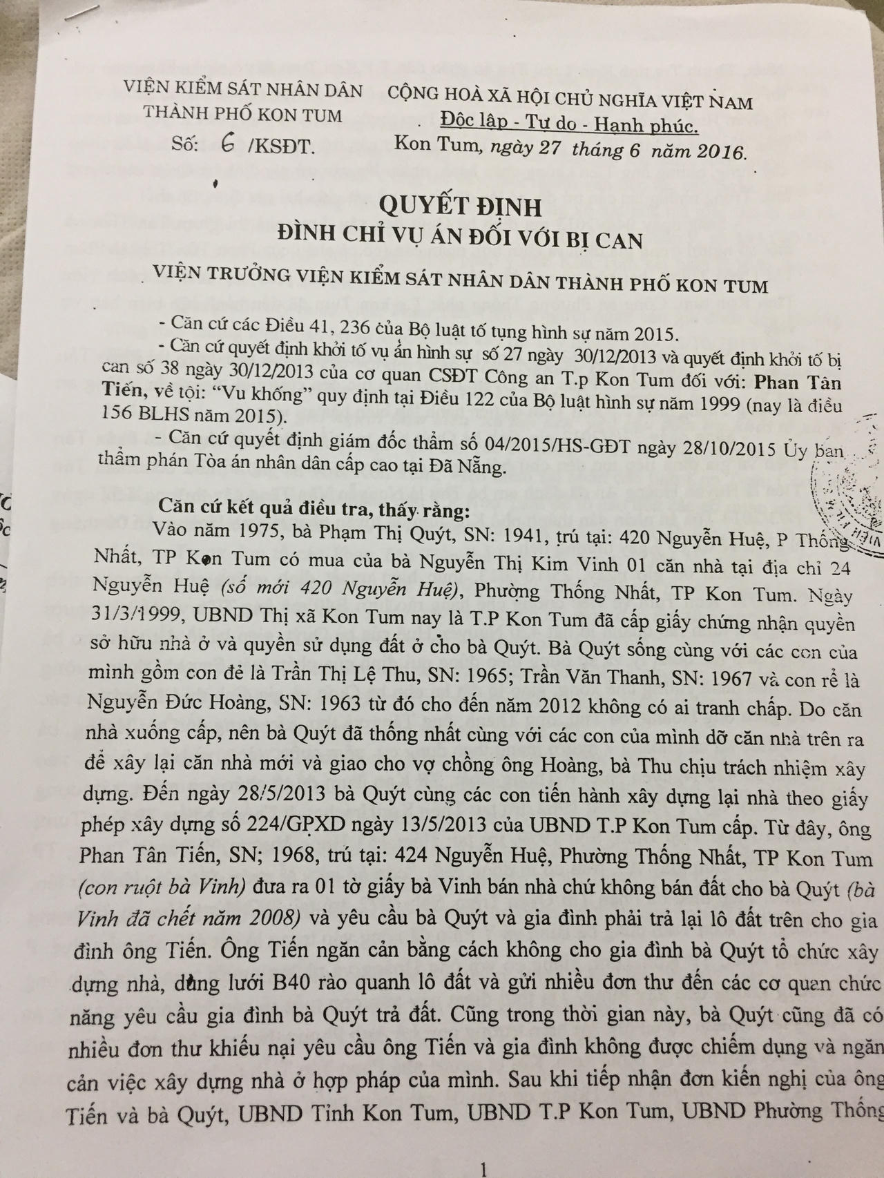 Có "quy định riêng" trong vụ người đàn ông đi đòi công lý ở Kon Tum!