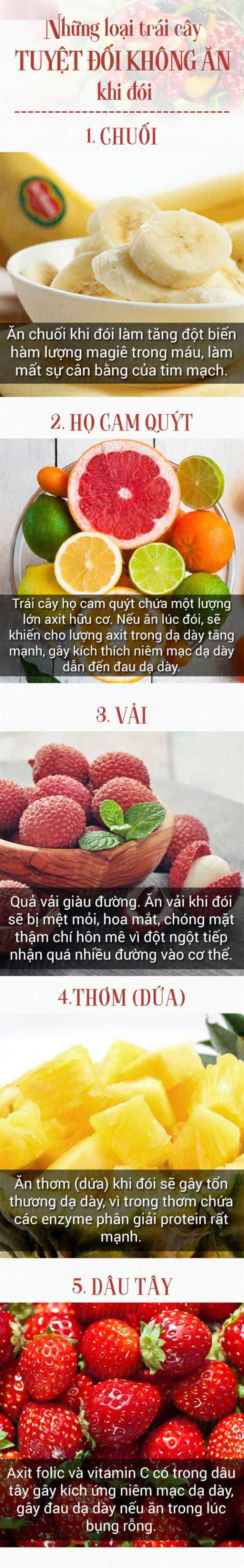 Tuyệt đối không ăn những loại trái cây này khi đói