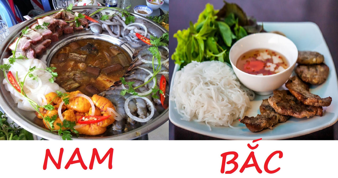 Kết quả hình ảnh cho khác biệt thú vị giữa ẩm thực hai miền Nam Bắc