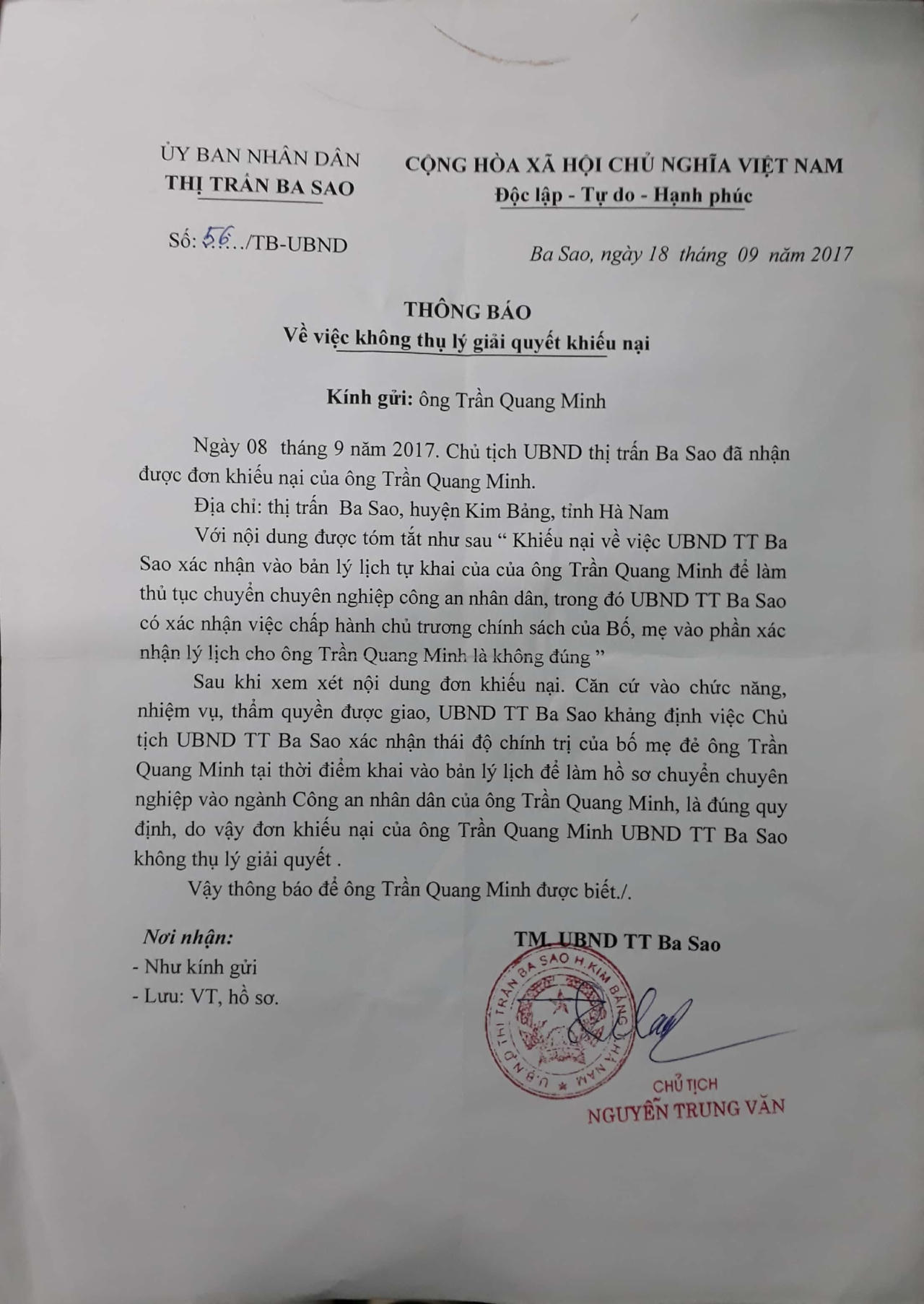 Hà Nam:  Bị phê xấu vào lý lịch vì “không chấp hành tốt công tác giải phóng mặt bằng”