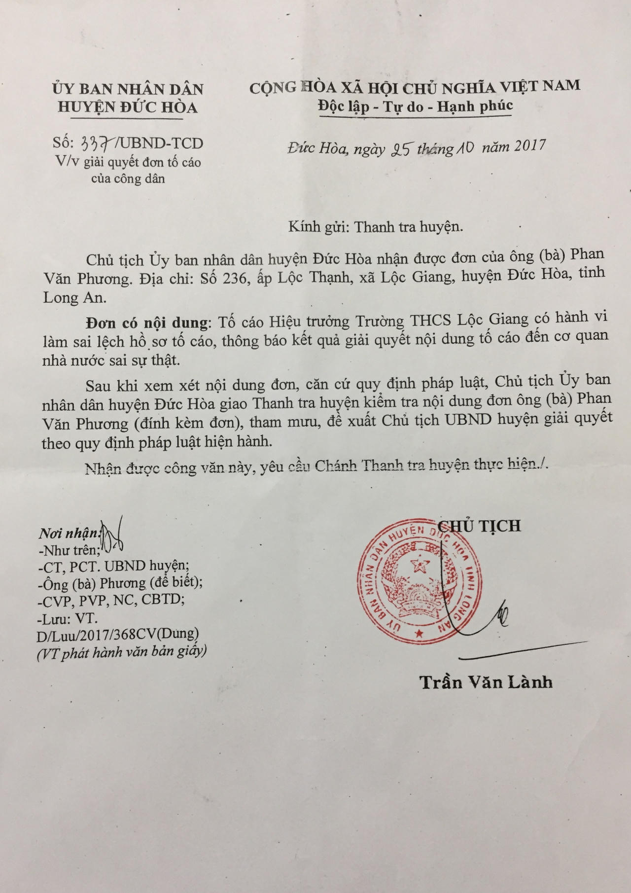 Long An: Một hiệu trưởng bị tố làm trái quy định của Bộ GD&ĐT