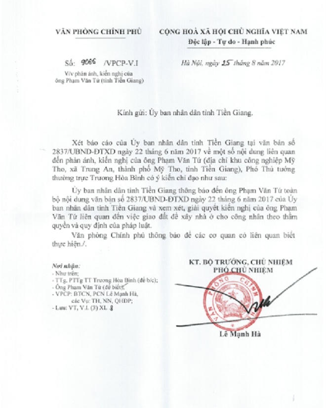 Tiền Giang: 2 Phó Thủ tướng chỉ đạo vụ xây nhà ở miễn phí cho công nhân, tỉnh vẫn phớt lờ