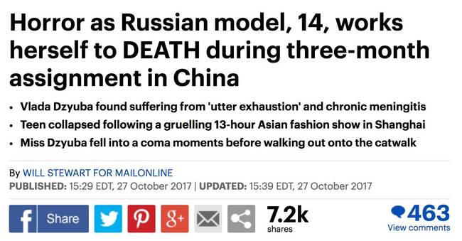 Vụ đột tử nhiều uẩn khúc của người mẫu Nga 14 tuổi