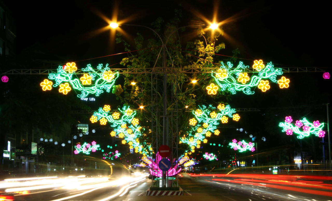 Đường đèn Tây Đô rực rỡ báo xuân về