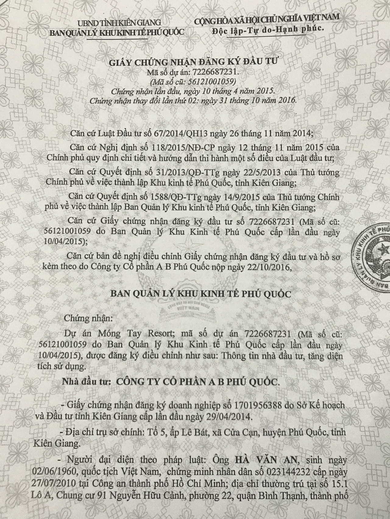 Làm rõ sự việc xung quanh dự án Móng Tay Resort: Công ty CP A B Phú Quốc lên tiếng