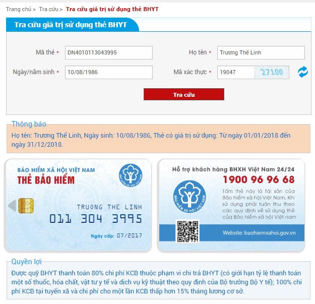 Người dân có thể tự tra cứu thông tin trên thẻ bảo hiểm y tế