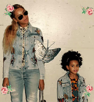Blue Ivy trog bộ áo khoác denim của Gucci có giá 850 USD (khoảng 19,3 triệu đồng).