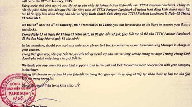 Vì sao Parkson Landmark đột ngột đóng cửa?