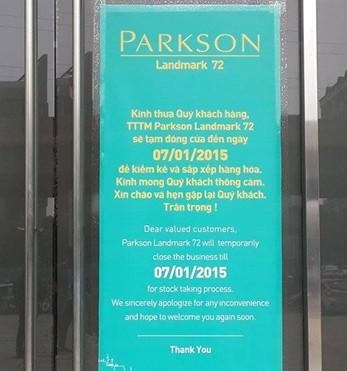 Parkson Landmark chỉ tạm đóng cửa?