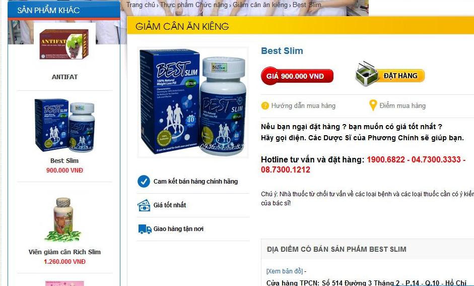 TPCN Best Slim bị cấm vẫn rao bán công khai