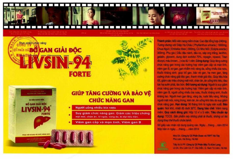 CTCP Đầu Tư Tư Kim Long quảng cáo TPCN sai quy định