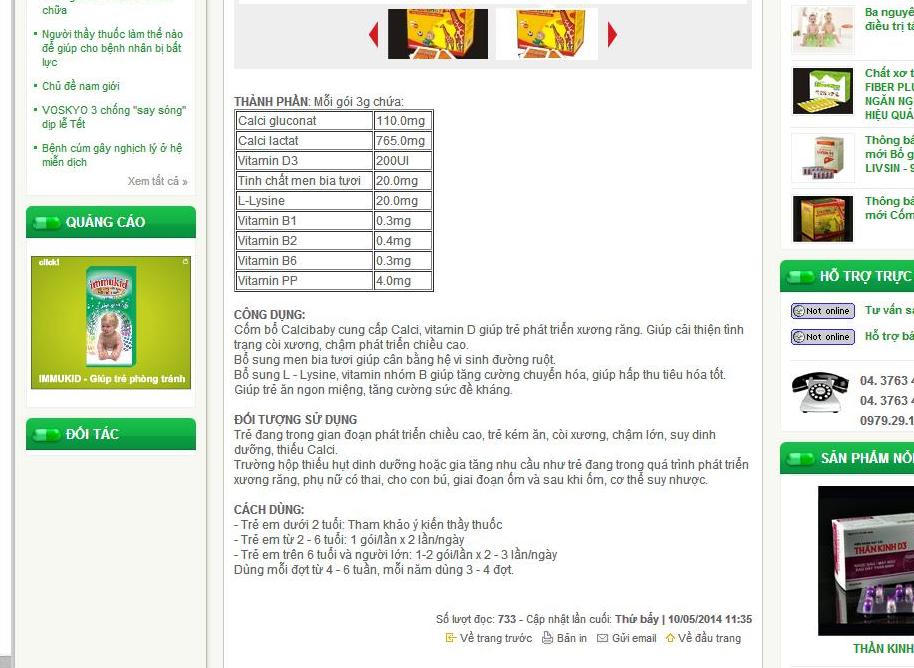 CTCP Đầu Tư Tư Kim Long quảng cáo TPCN sai quy định