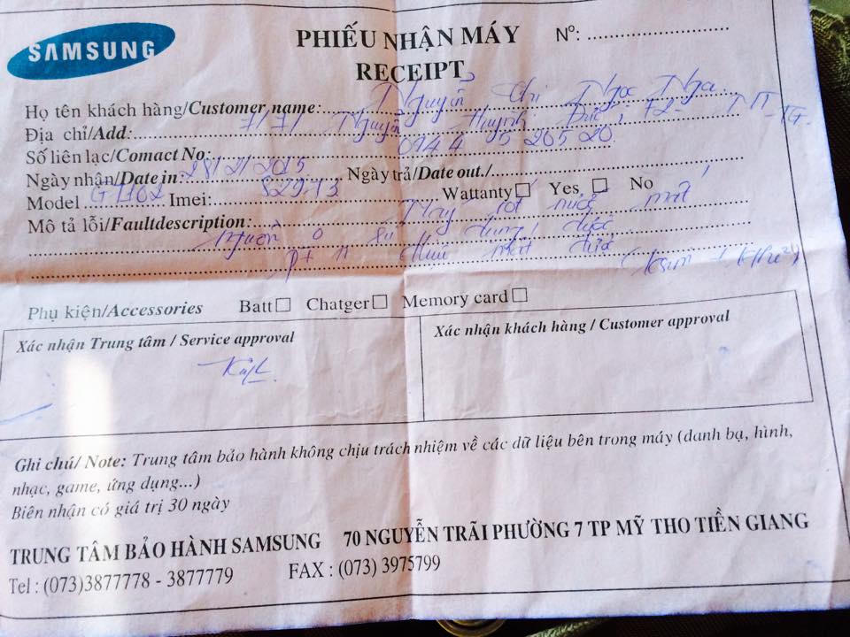 Khách hàng thất vọng trước dịch vụ Bảo hiểm của Samsung