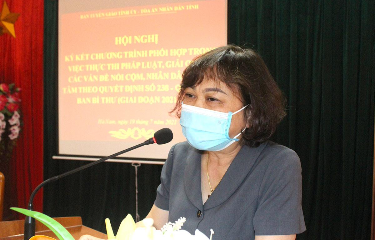 Ban Tuyên giáo Tỉnh và TAND tỉnh Hà Nam phối hợp giải quyết các vấn đề nổi cộm