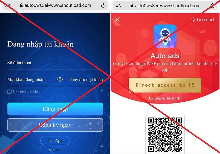 Ứng dụng Auto Ads huy động vốn đa cấp lừa đảo chiếm đoạt tài sản