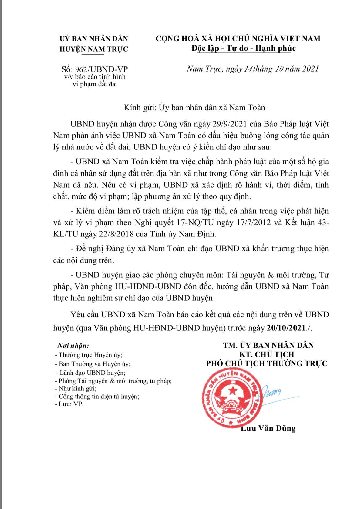 Từ phản ánh của Báo PLVN, Nam Định chỉ đạo xử lý tình trạng xây dựng trái phép