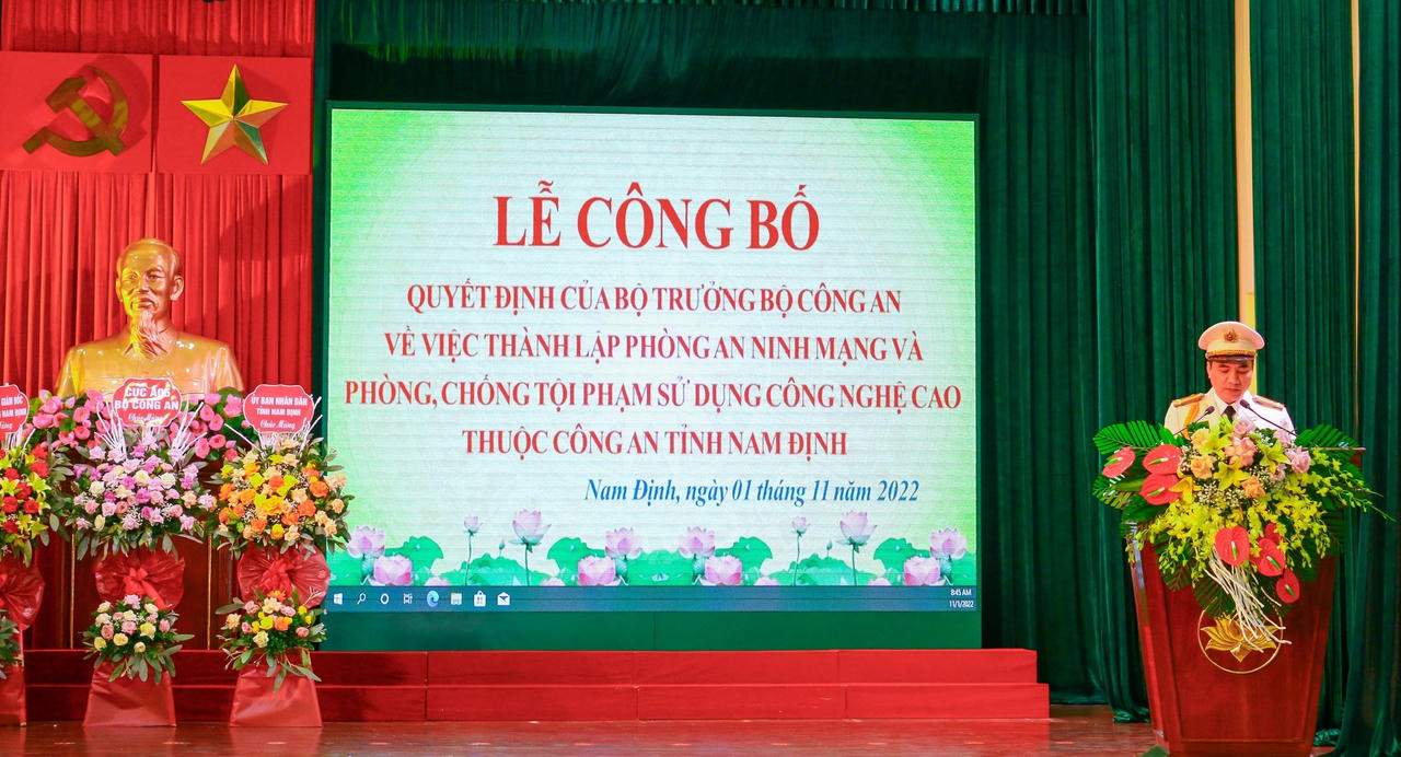 Nam Định: Công bố thành lập phòng an ninh mạng và phòng, chống tội phạm sử dụng công nghệ cao
