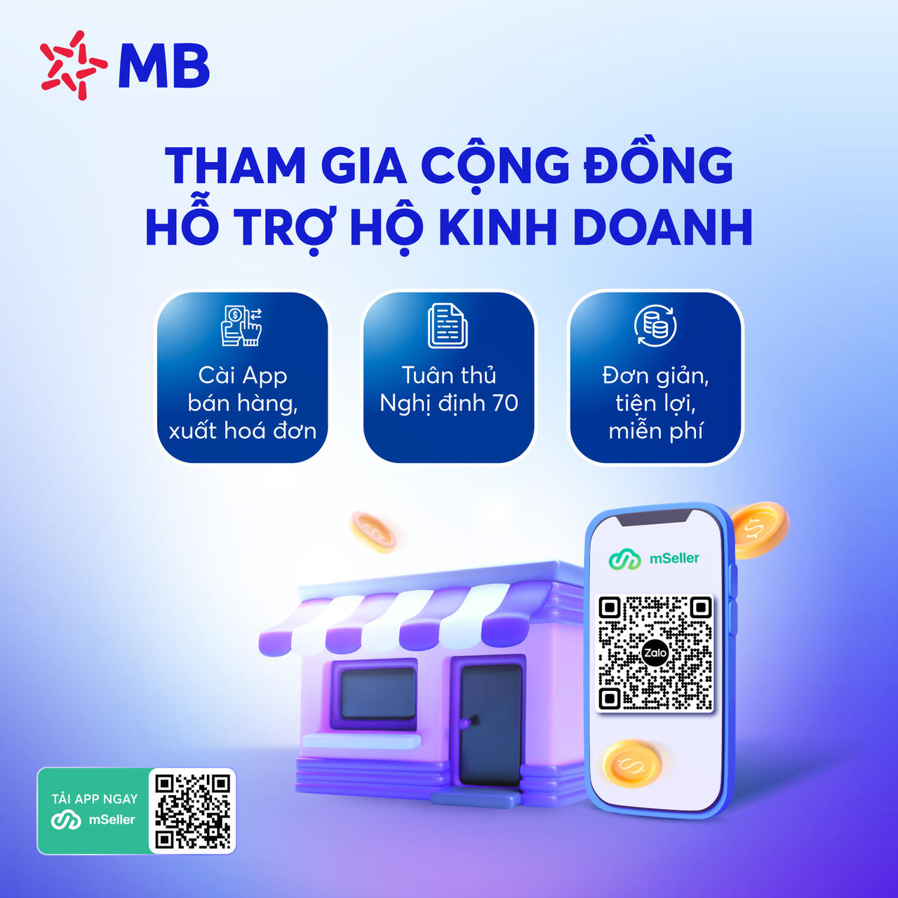 MB chính thức tặng miễn phí: App quản lý bán hàng, xuất hóa đơn điện tử chỉ cần điện thoại