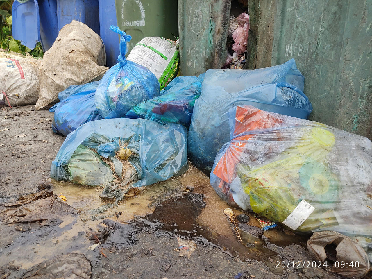 Rác ùn thành đống, mùi nồng nặc nhiều ngày bên đường ở huyện Long Hồ (Vĩnh Long)