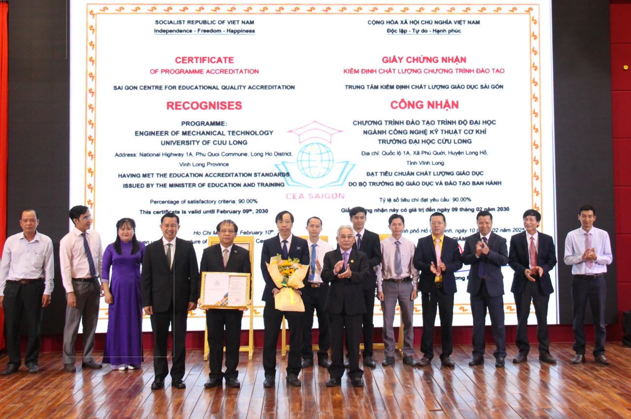 Trường ĐH Cửu Long có thêm 3 chương trình đào tạo được chứng nhận kiểm định chất lượng