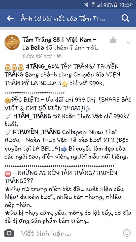 Hà Nội : Thẩm mỹ viện La Bella vi phạm Luật quảng cáo, tự phong “số 1” ? 