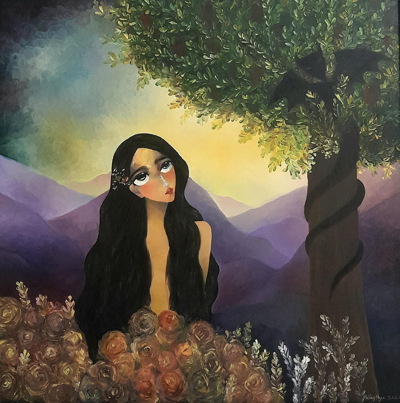 Nữ họa sĩ vẽ tranh bằng ngón tay 