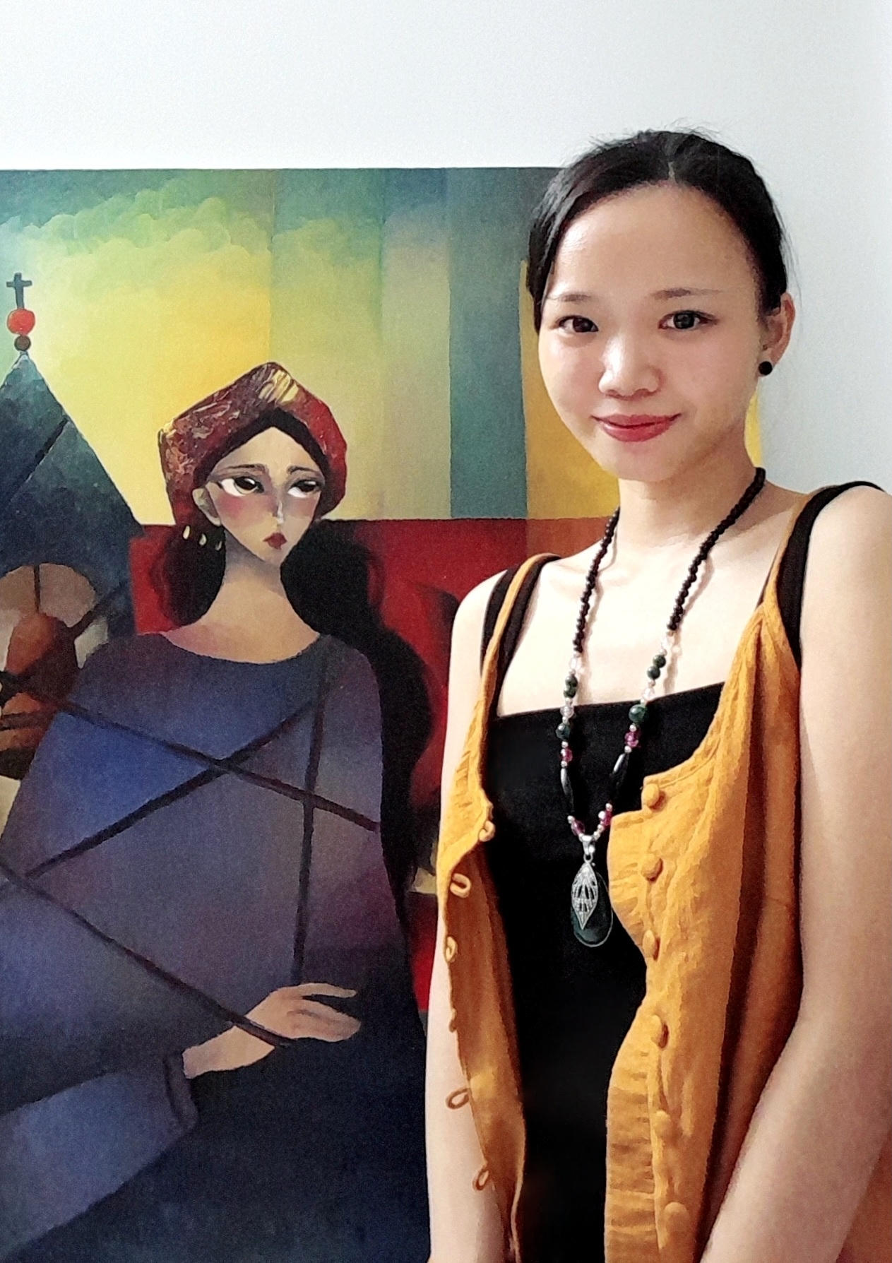 Nữ họa sĩ vẽ tranh bằng ngón tay 