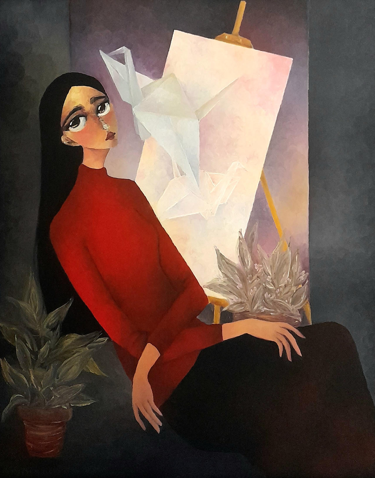 Nữ họa sĩ vẽ tranh bằng ngón tay 